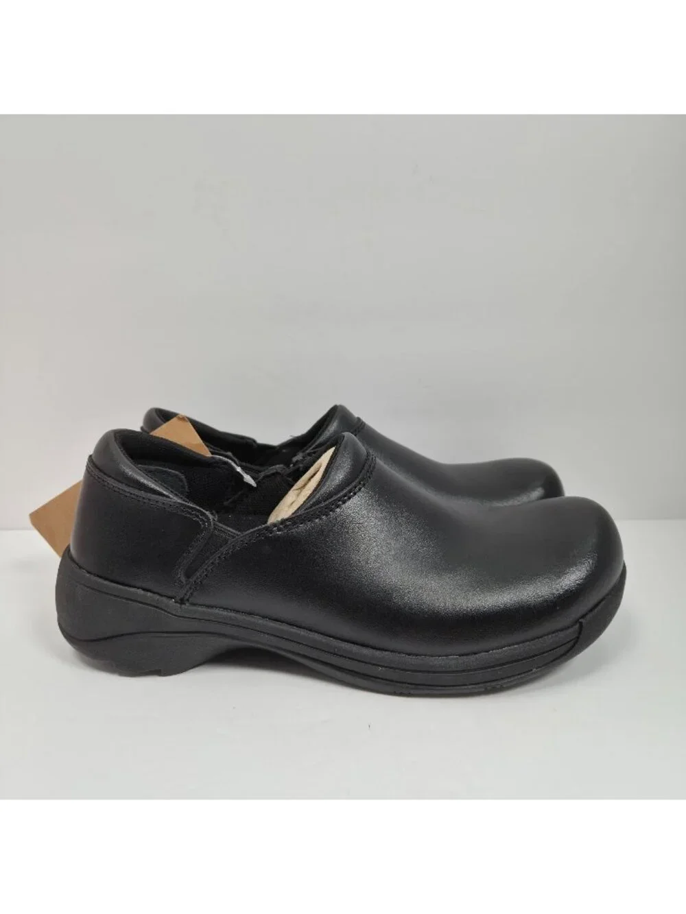 Mozo Forza Oil Slip Resistant Traction Women's Black Leather Clog US Sz 7.5 NWT - Picture 1 of 8
